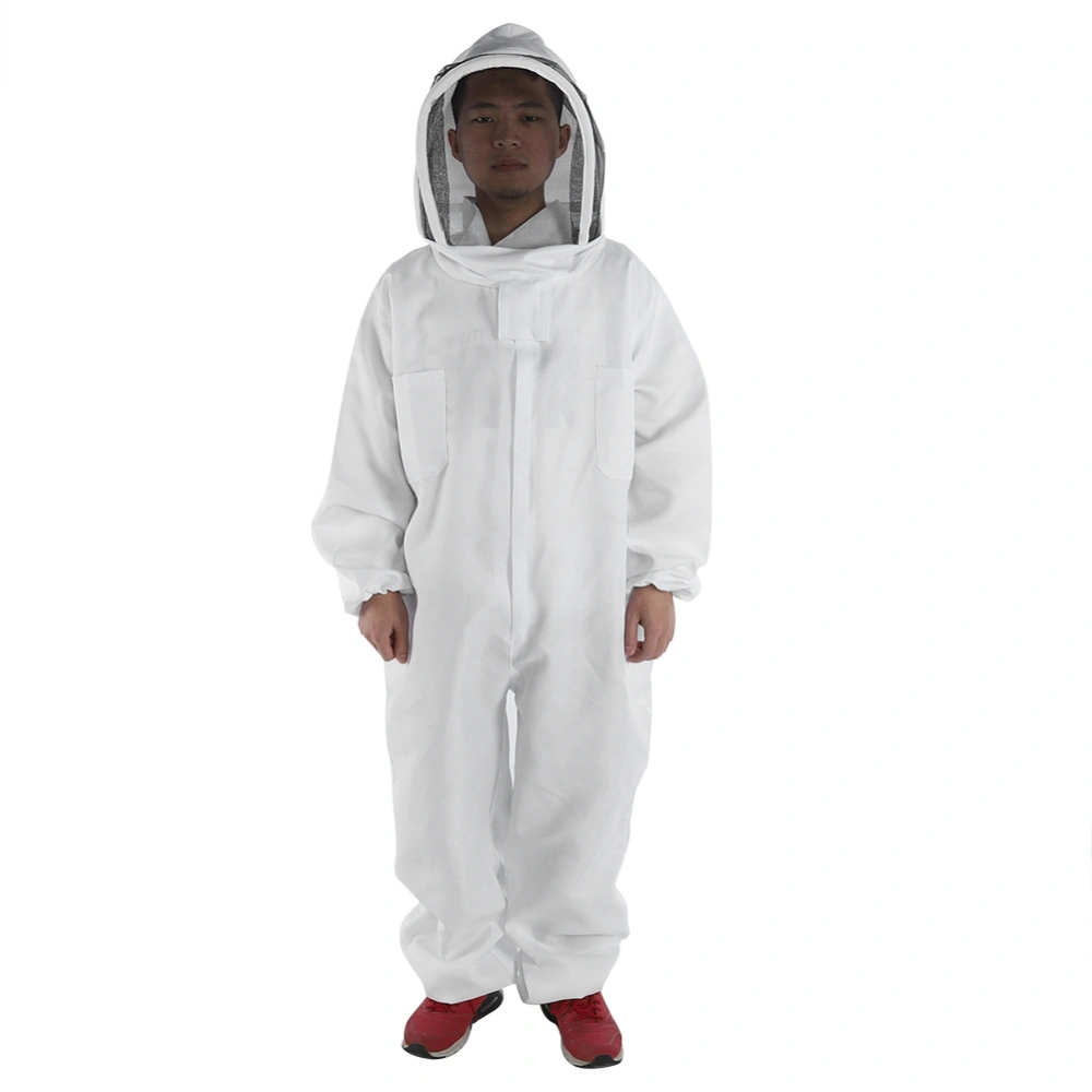 Professional Beekeeping Protective Full Body Jacket Smock Suit with Veil Hood (XXL)