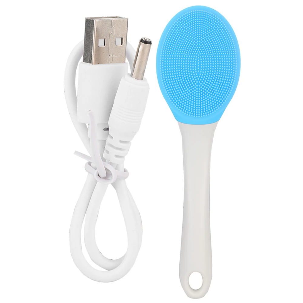 Electric Silicone Brush Silicone Body Brush Long Handle Shower Brush Blue