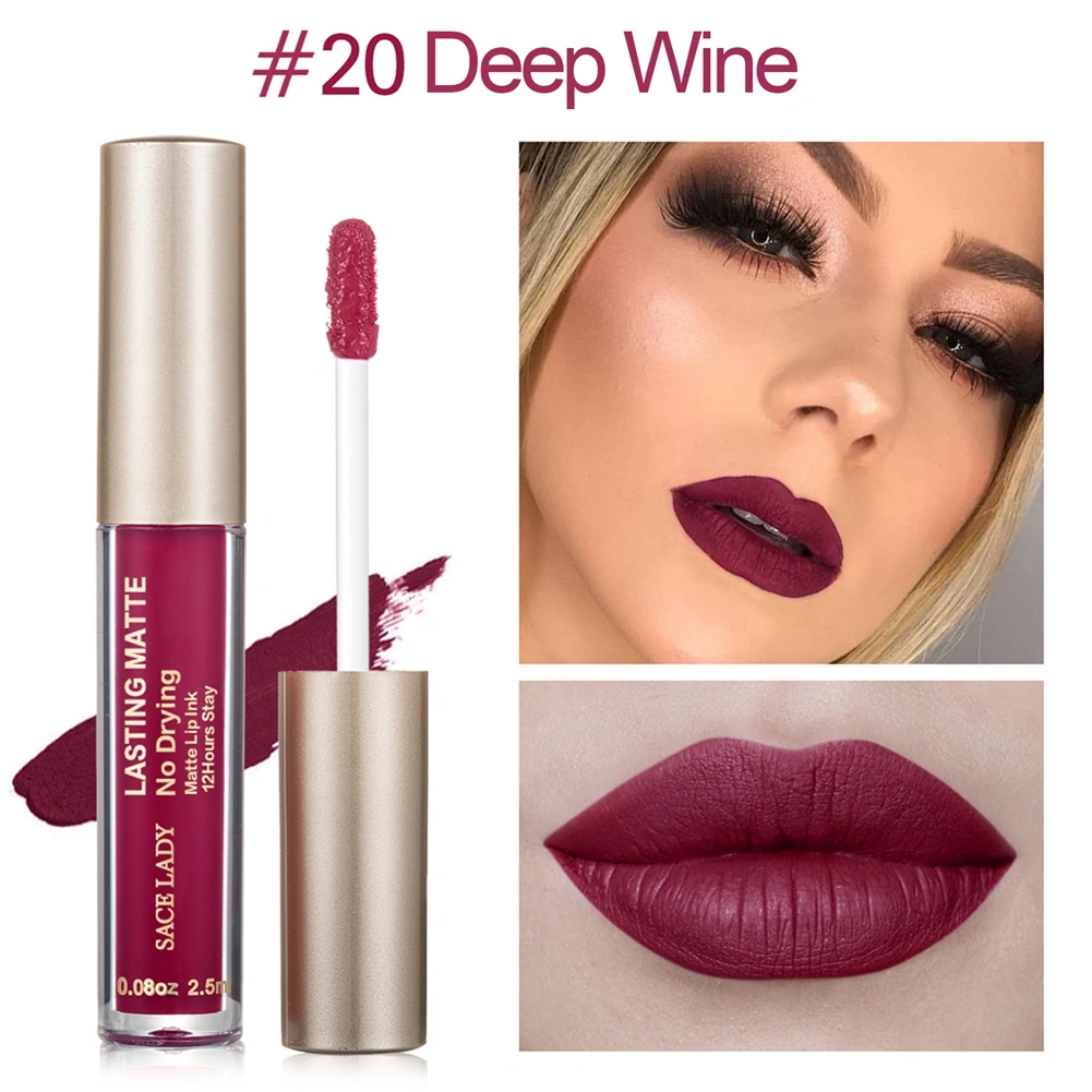 SACE LADY 23 Colors Matte Lipstick Long-Lasting Liquid Lip Gloss Glaze (20)