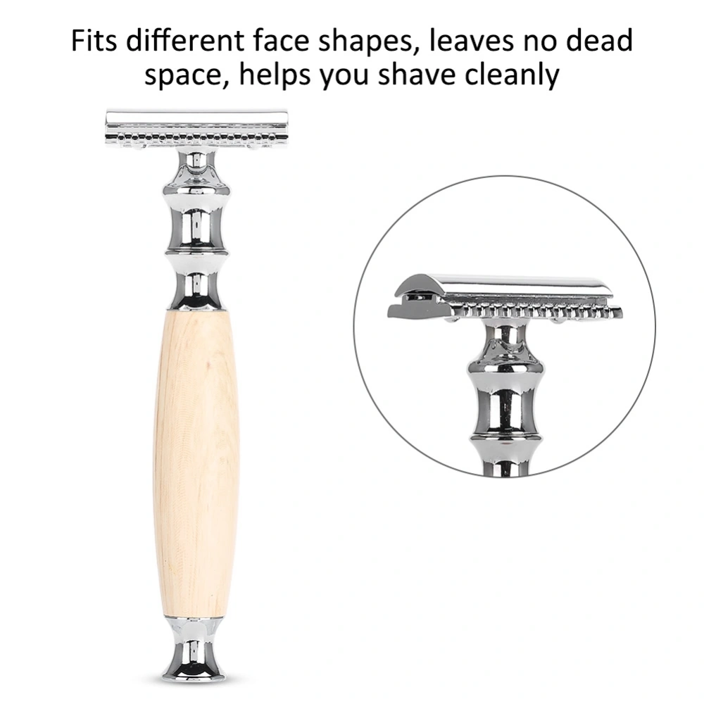 Classic Men Anti-skid Wood Handle Dual Blade Shaver Vintage Style Manual Razor (Maple Wood)