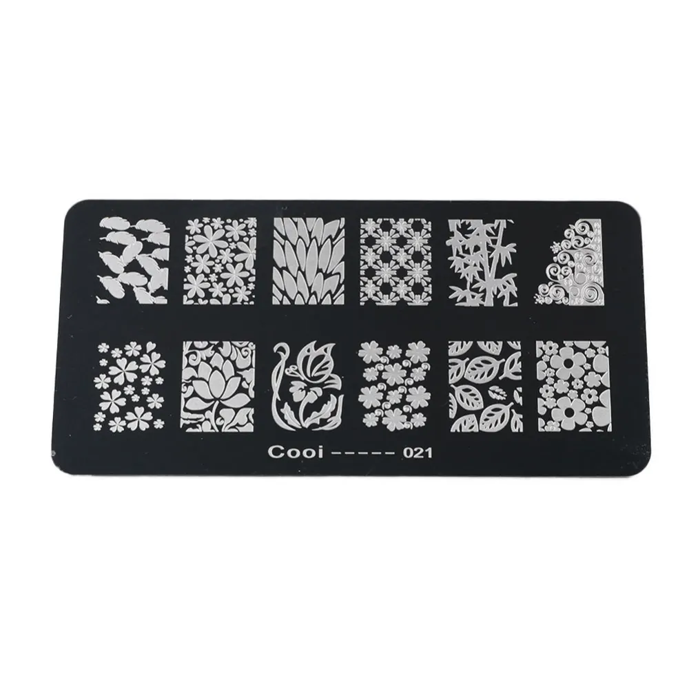 Stainless Steel Rectangle Nail Art Stamping Plate DIY Manicure Printing Image Template (#21)