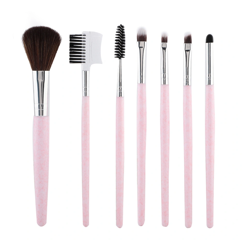 7Pcs Professional Makeup Brushes Set Eyeshadow Blusher Lip Brush Makeup Tools Kit(Pink)