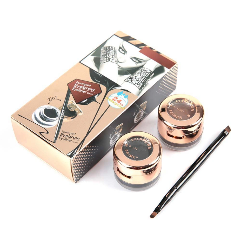 2 In 1 Waterproof Longlasting Eyebrow Eyeliner Cream Smoky Eye Makeup Cosmetic Tool Brown Black