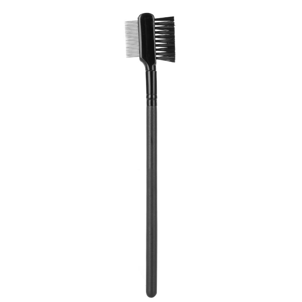 Double Head Eyelash & Eyebrow Brush Comb Stainless Steel Comb Needle Wood Long Handle