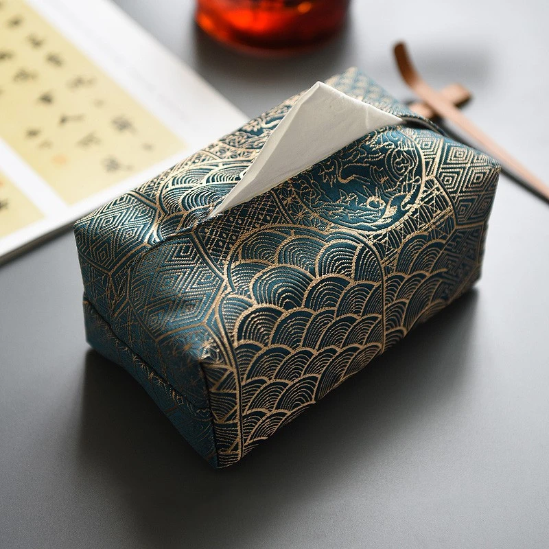 Handmade Brocade Tissue Storage Box Fabric Art