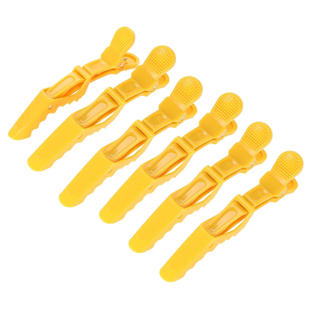 6Pcs Crocodile Hair Clip Anti slip Single Prong Hairdressing Hair Section Claw Clasps Yellow