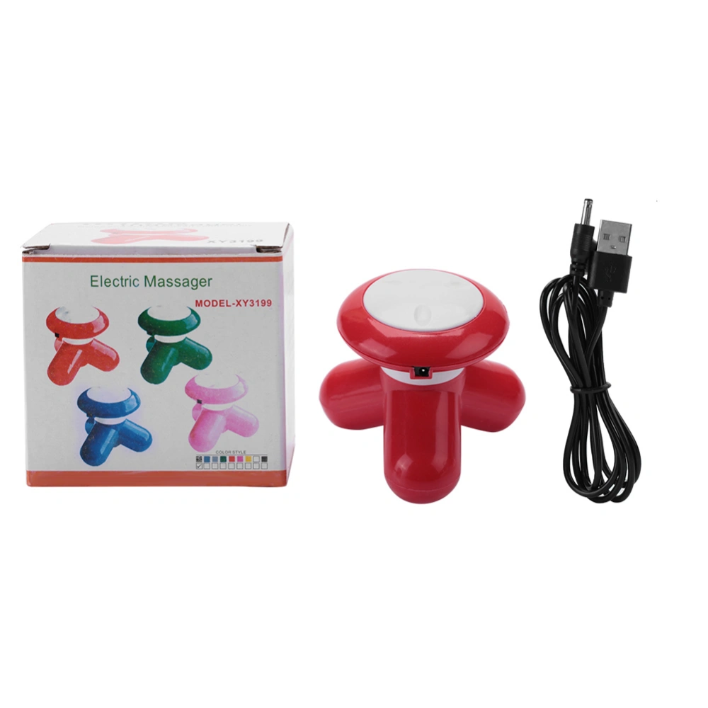 USB Mini Electric Handled Wave Vibrating Massager Neck Full Body Massage (Red)