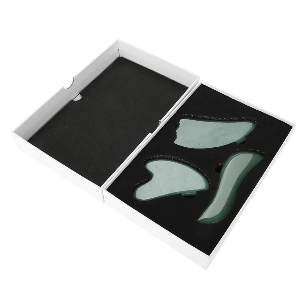 3Pcs Green Aventurine Scraping Plate Board Set Body Massage Plate Scraping Massage Tool