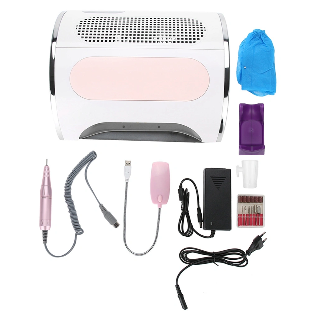 Multi functional Electric Nail Drill Machine Nail Art Dust Suction Collector UV LED Light 100-240V