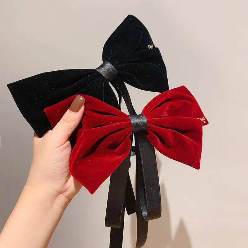 Satin Ribbon Elegant Velvet Bow Barrettes