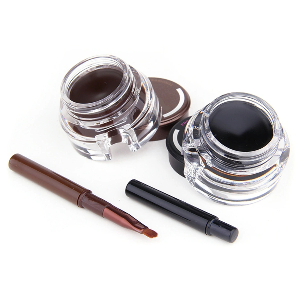 2 Colors Long lasting Dye Cream Eyeliner Waterproof Eyeliner NOn dizzy Eyeliner With Brushes