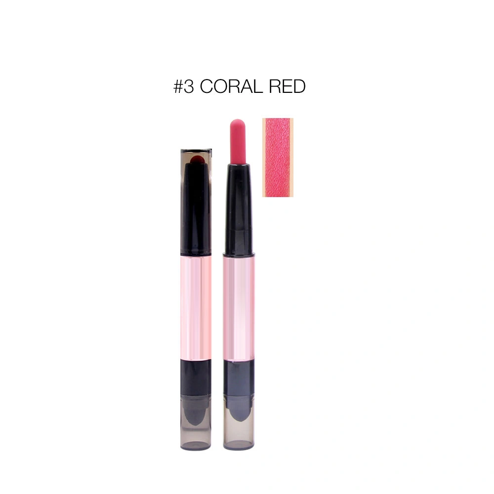 Double head Matte Lipgloss Lip Gloss Long Lasting Waterproof Lipstick 3#