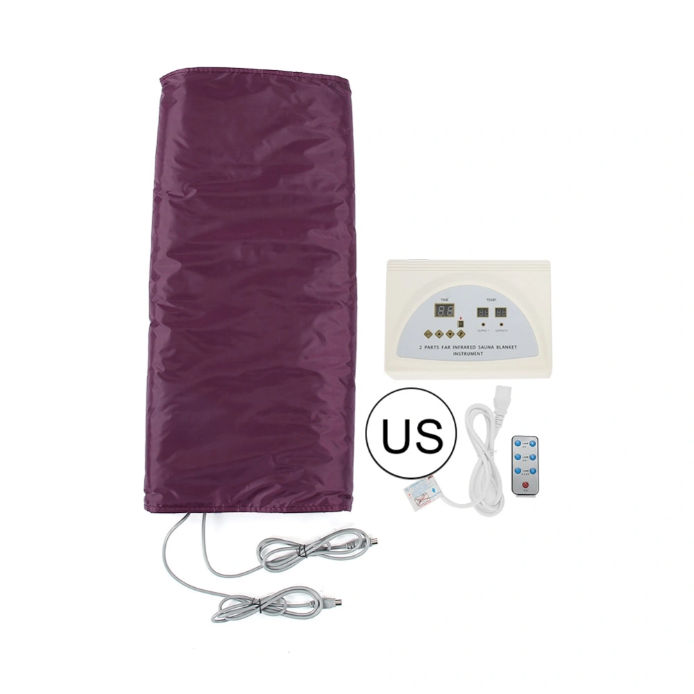 Far Infrared Detox Sauna Heating Blanket Body Slimming Fitness Anti Aging Machine Burgundy US Plug