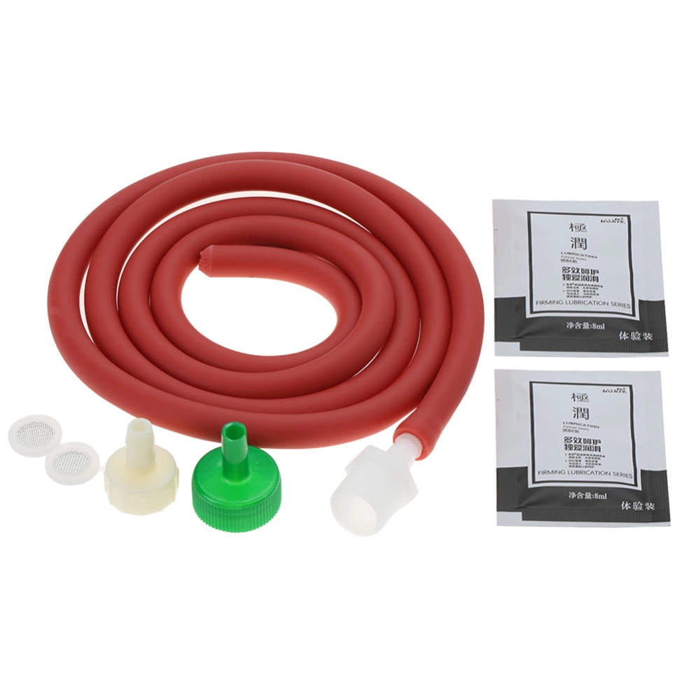 Household Soft Silicone Anal Cleaner Enema Tubing Vaginal Cleaning Kit Red 150cm