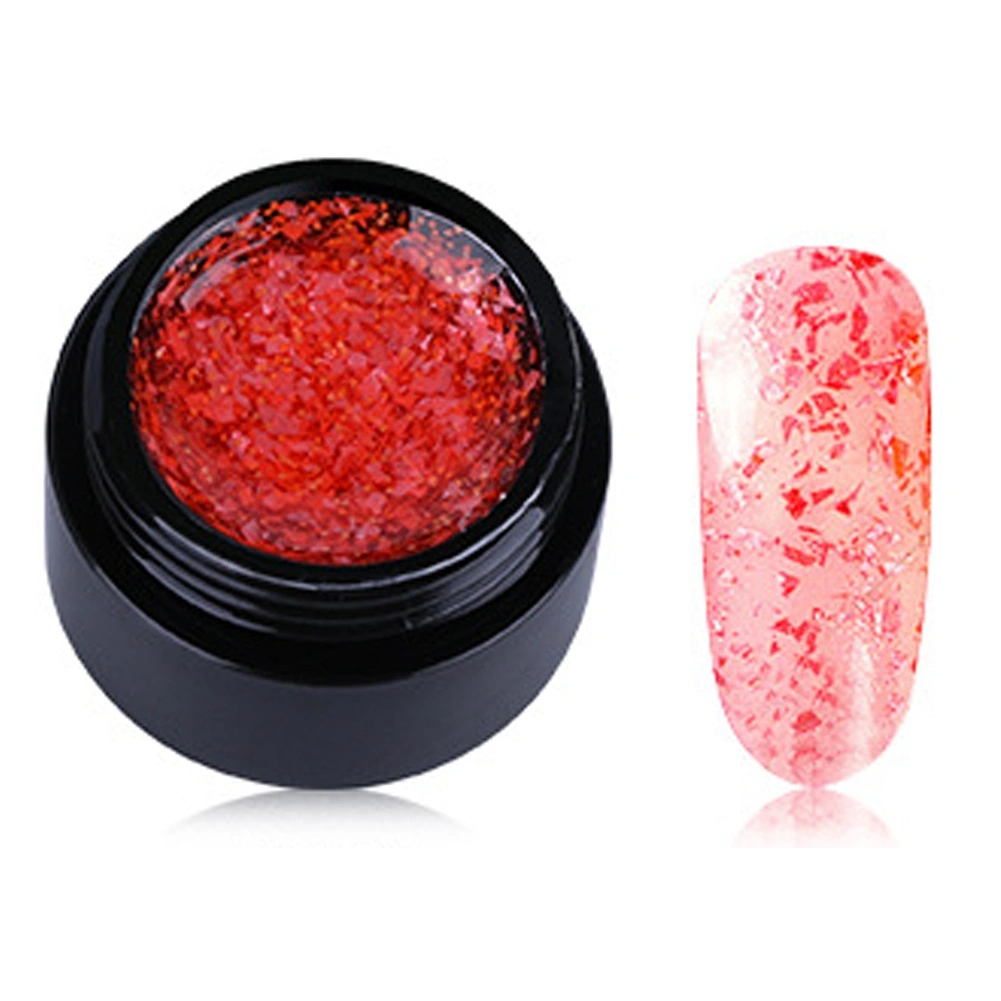 8ML Snowflake Shine Nail Art Polish UV Gel Nail Glue Varnish Manicure Tool Red