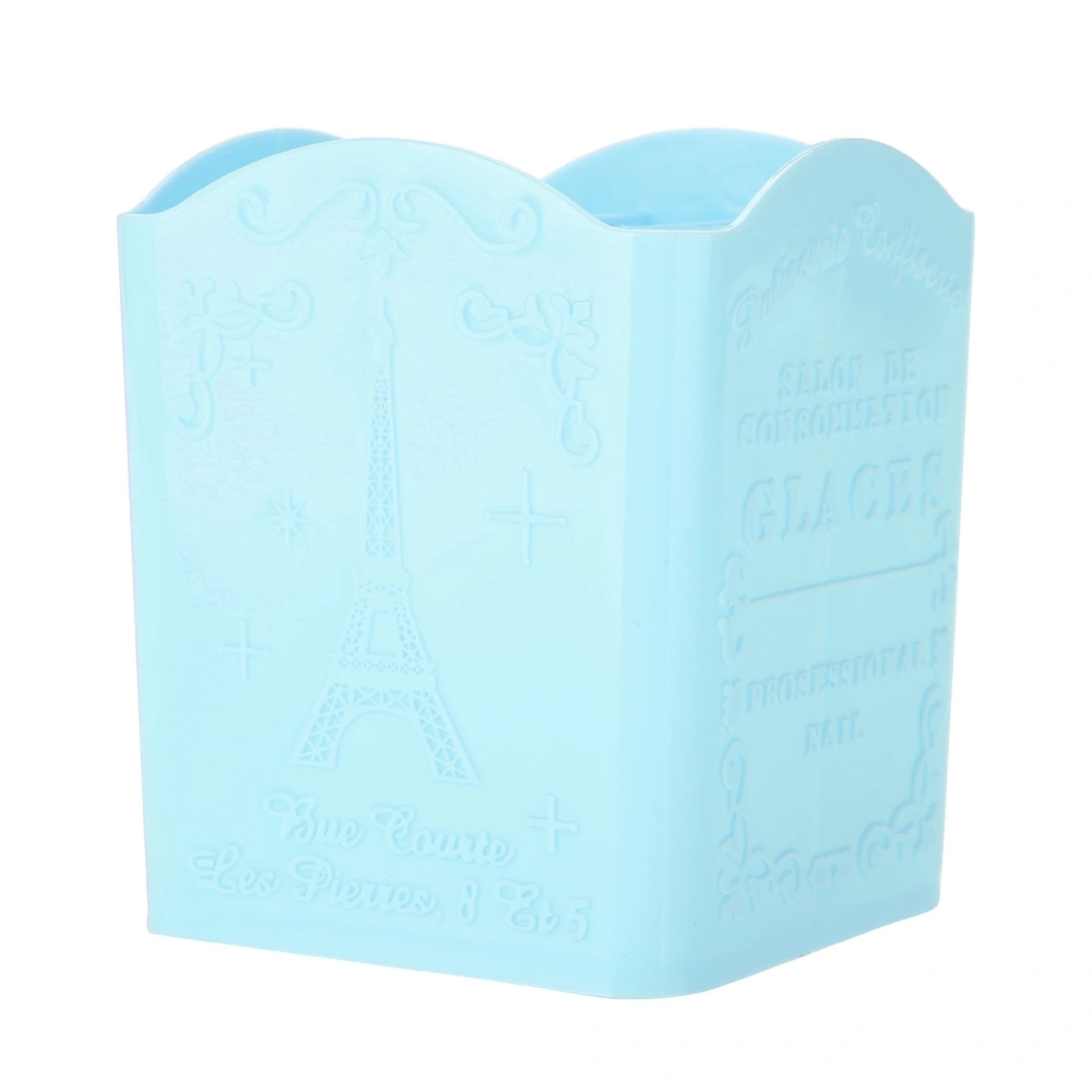 Storage Box Stationery Cosmetic & Manicure Tools Container with Eiffel Tower Pattern Blue