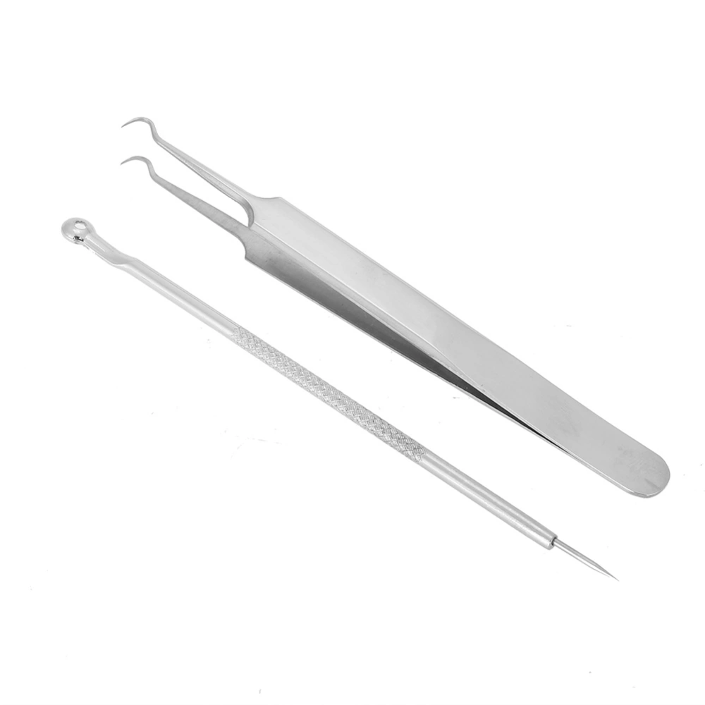 Stainless Steel Blackhead Removal Tool Kit Curved Tweezer Looped Double end Pimple Extractor