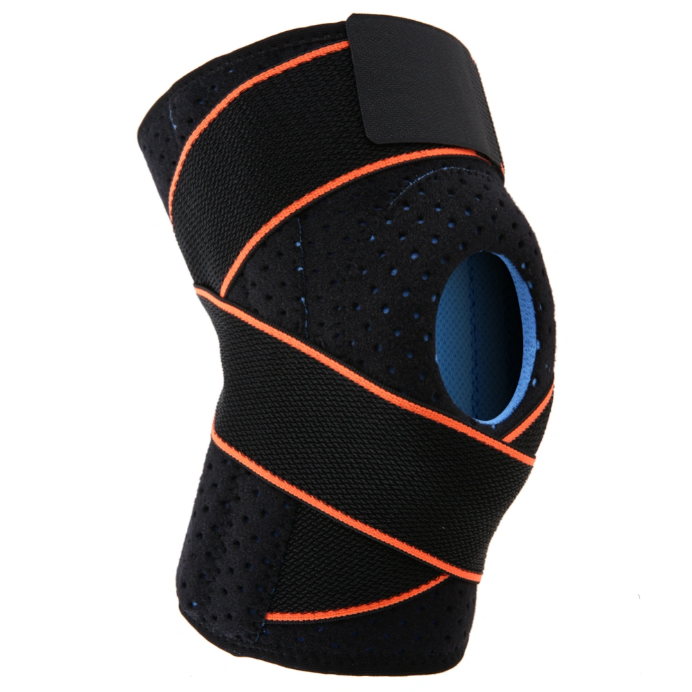 Professional Adjustable Knee Brace Support Patella Sport Guard Wrap Black+Orange