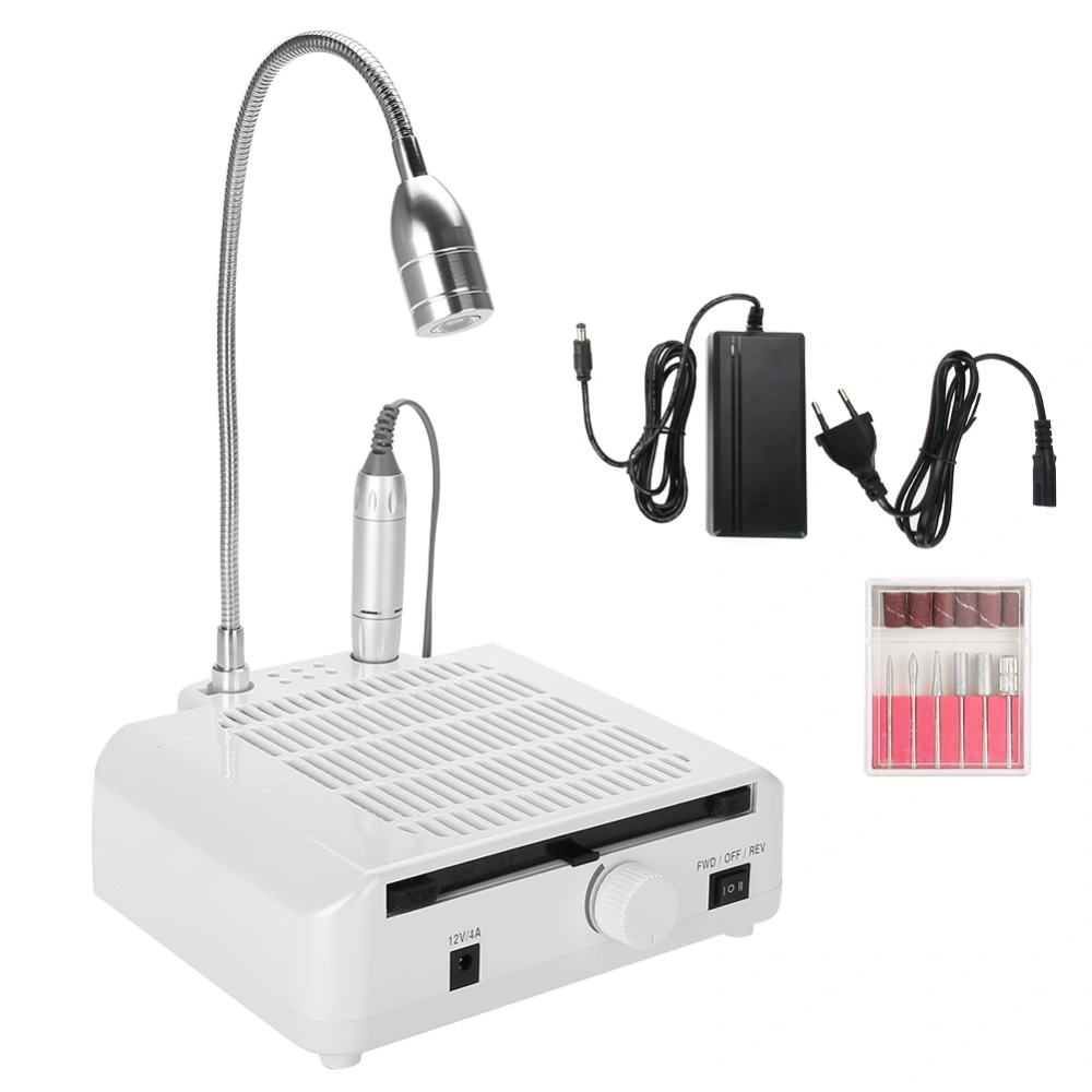 3 In 1 Nail Drill LED Lighting Dust Collector Polishing Suction Manicure Tool Nail Machine