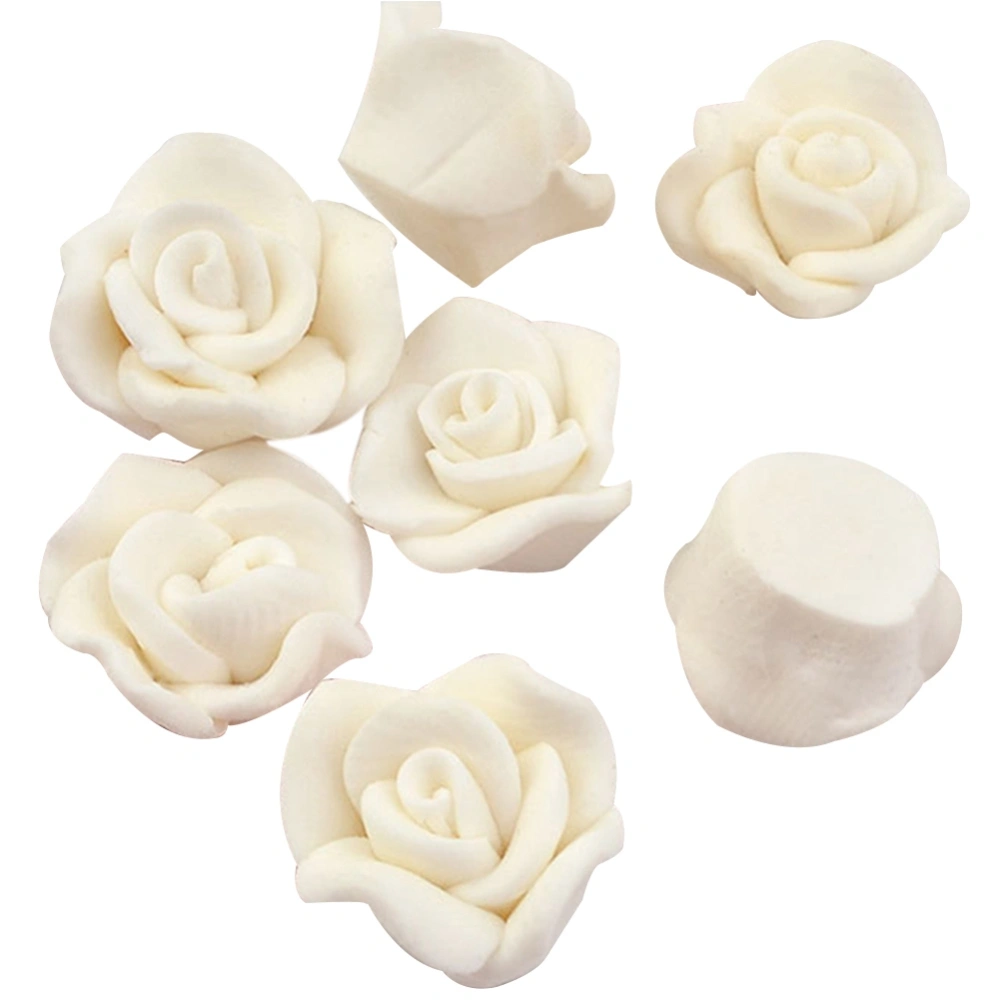 5pcs Polymer Clay Rose Shaped Decoration DIY Nail Art Manicure Charm White