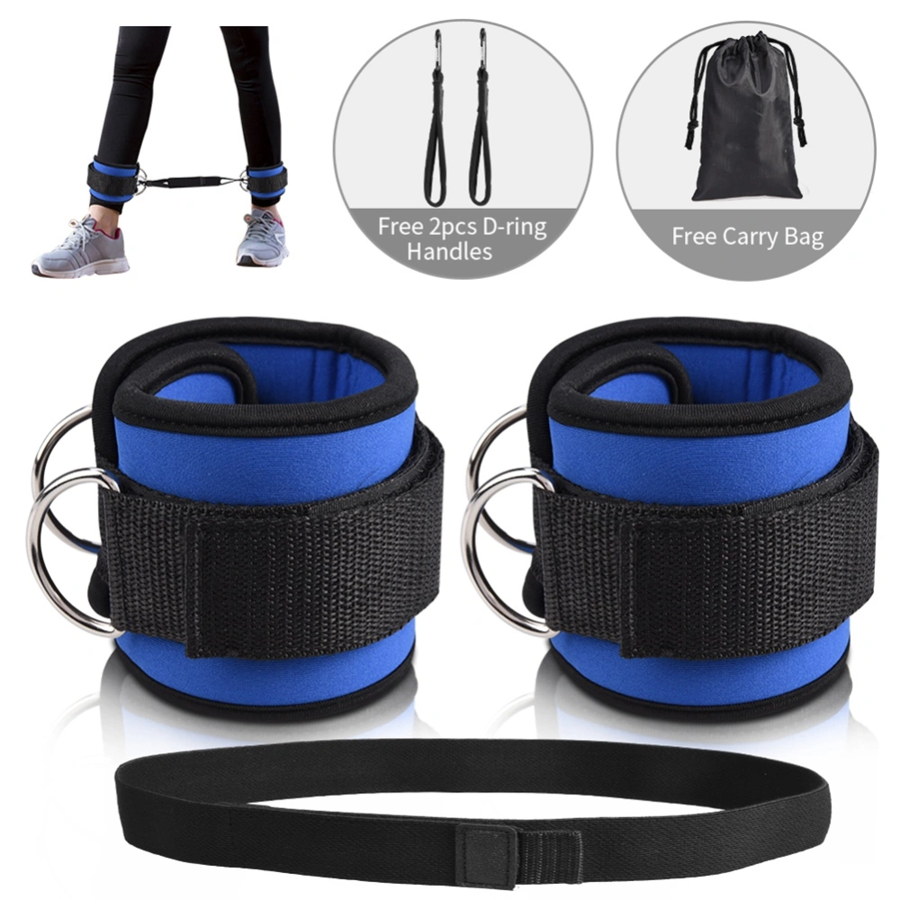 Ankle Straps for Cable Machines with Hook and Loop Resistance Band, Double D-Ring Designe