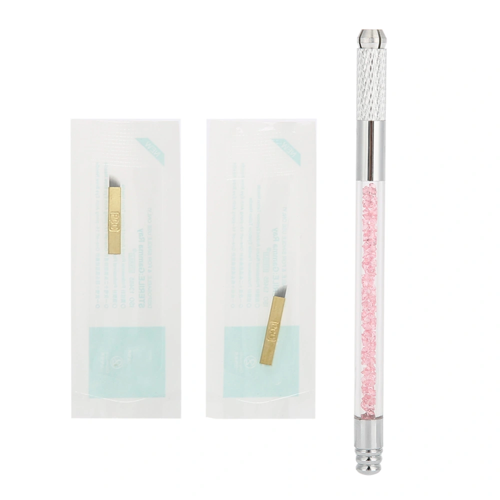 Manual Microblading Tattoo Pen Eyebrow Lip Semi Permanent Makeup with Cartridge Needle Pink