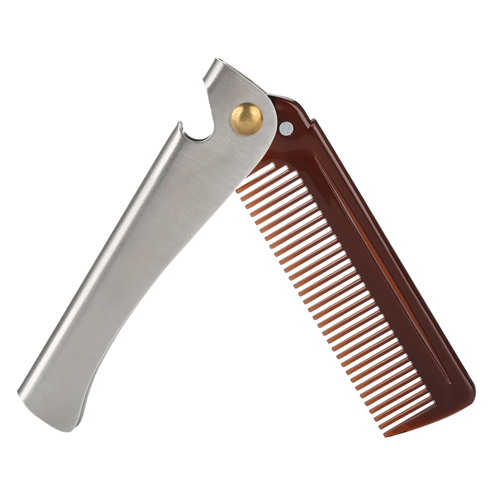 Stainless Steel Round Comb Teeth Beard Comb Folding Pocket Moustache Shaping Comb