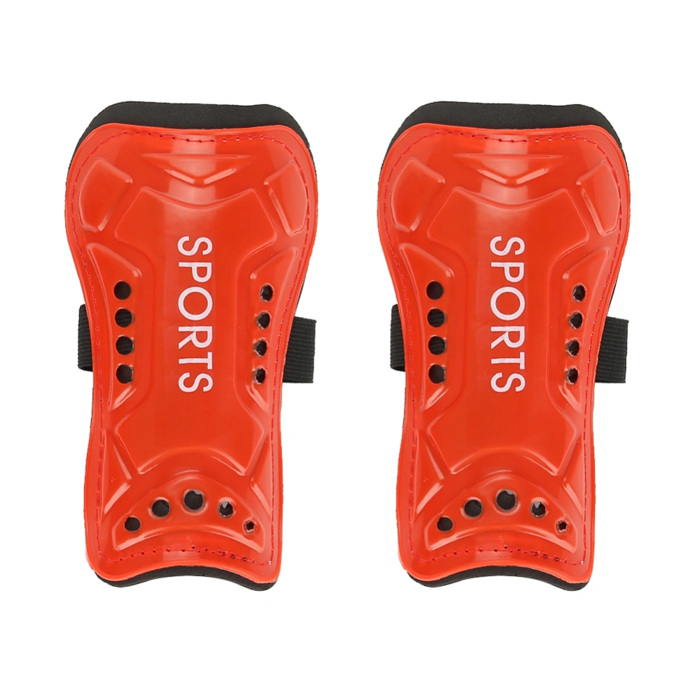 A Pair Chrld Football Shin Pads Training Leg Guards Safety Protector Adjustable Strap (Red)