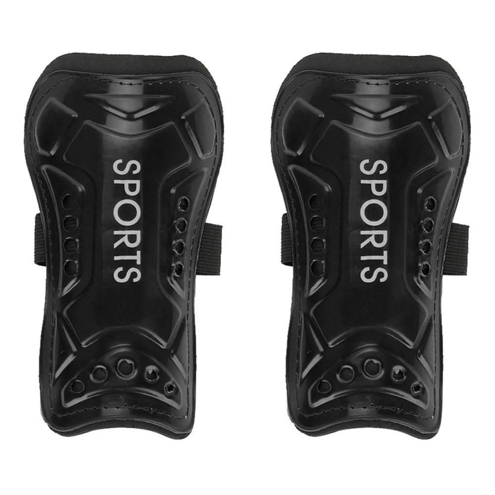 A Pair Child Football Shin Pads Training Leg Guards Safety Protector Adjustable Strap (Black)