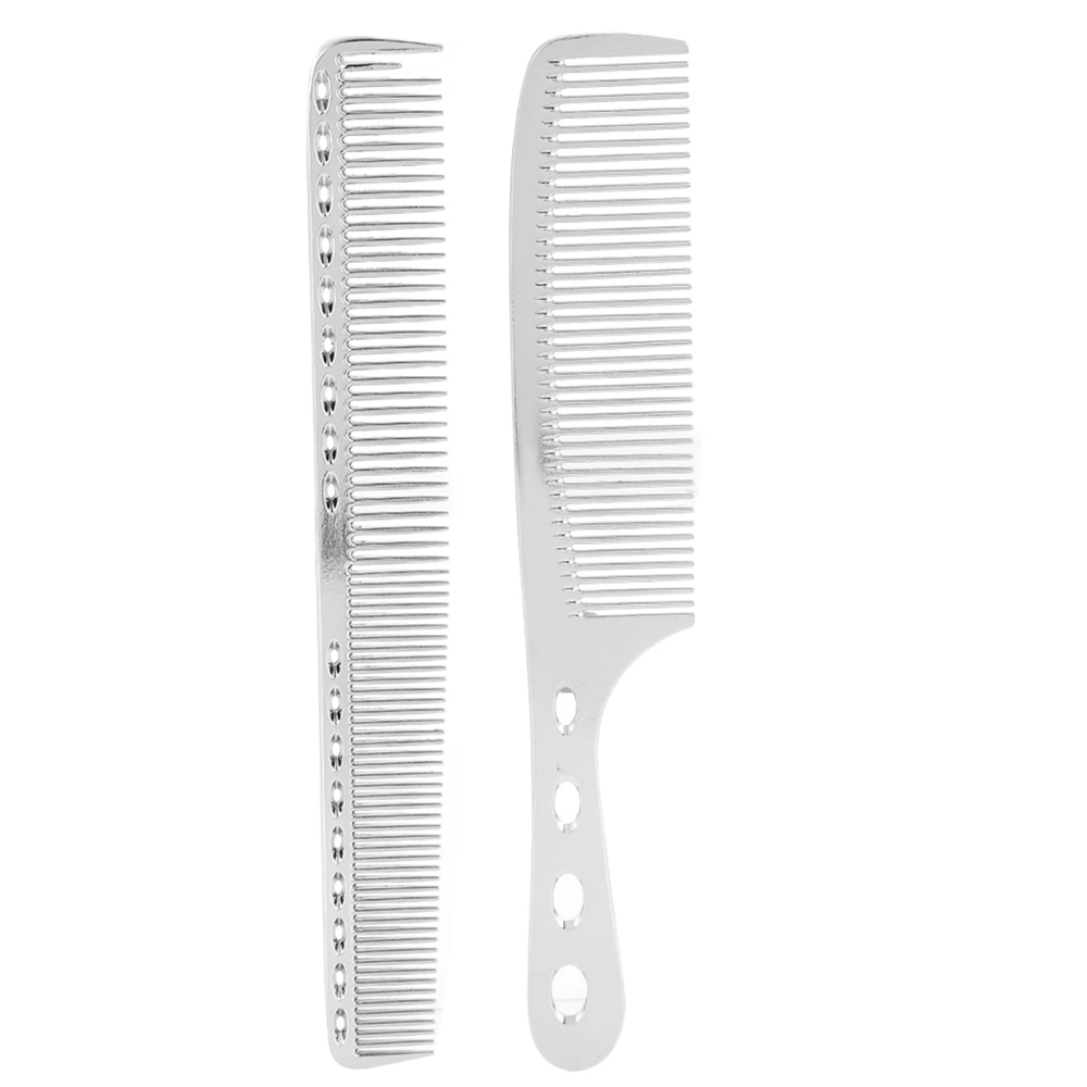 2pcs Set Hair Comb Space Aluminum Stainless Steel Anti static Sparse Haircut Comb Beauty Tool