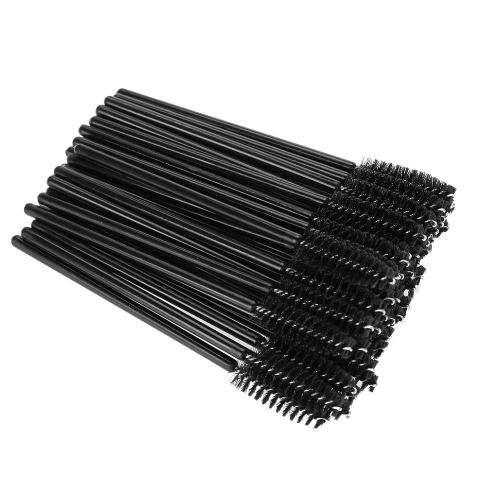 50Pcs Disposable Eyelash Brush Makeup Mascara Wands Curel Extension Applicator Tools Black