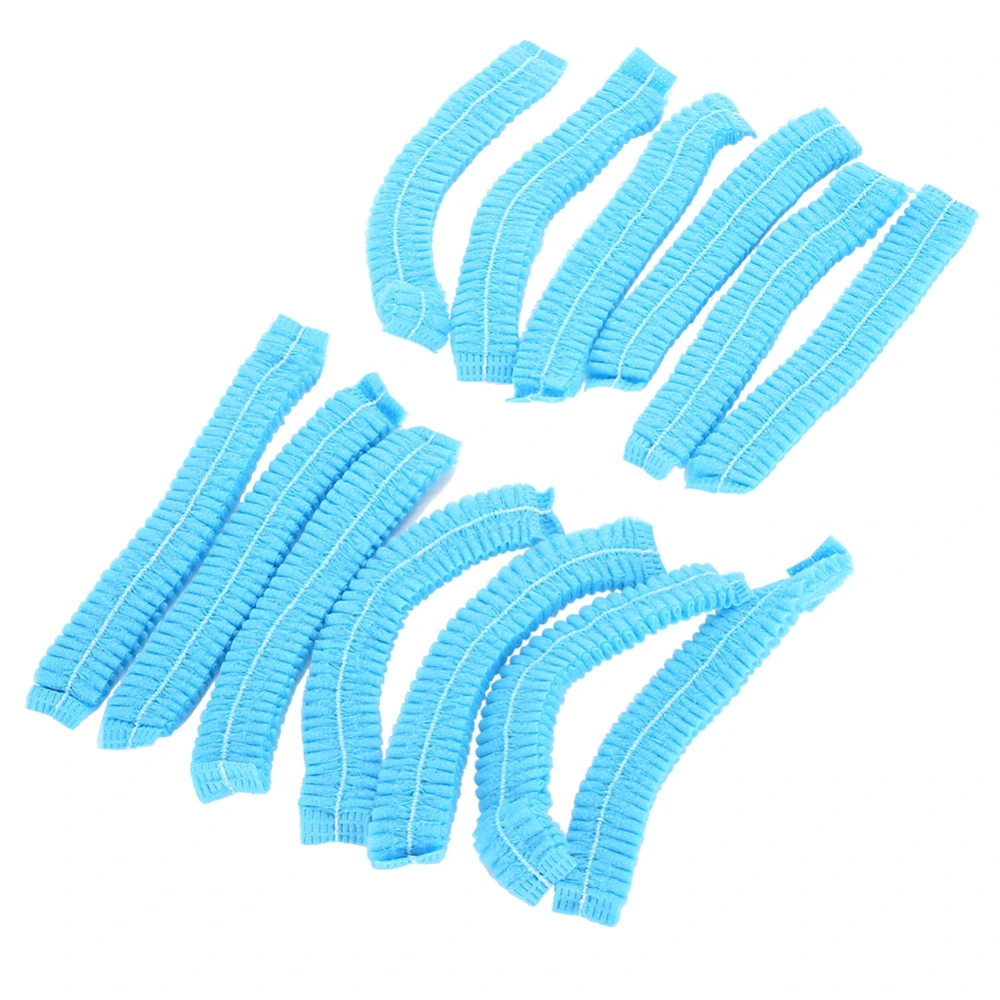 100PCS Disposable Hair Shower Cap Non Woven Anti Dust Hat Strip Blue NOn woven Caps for Salon