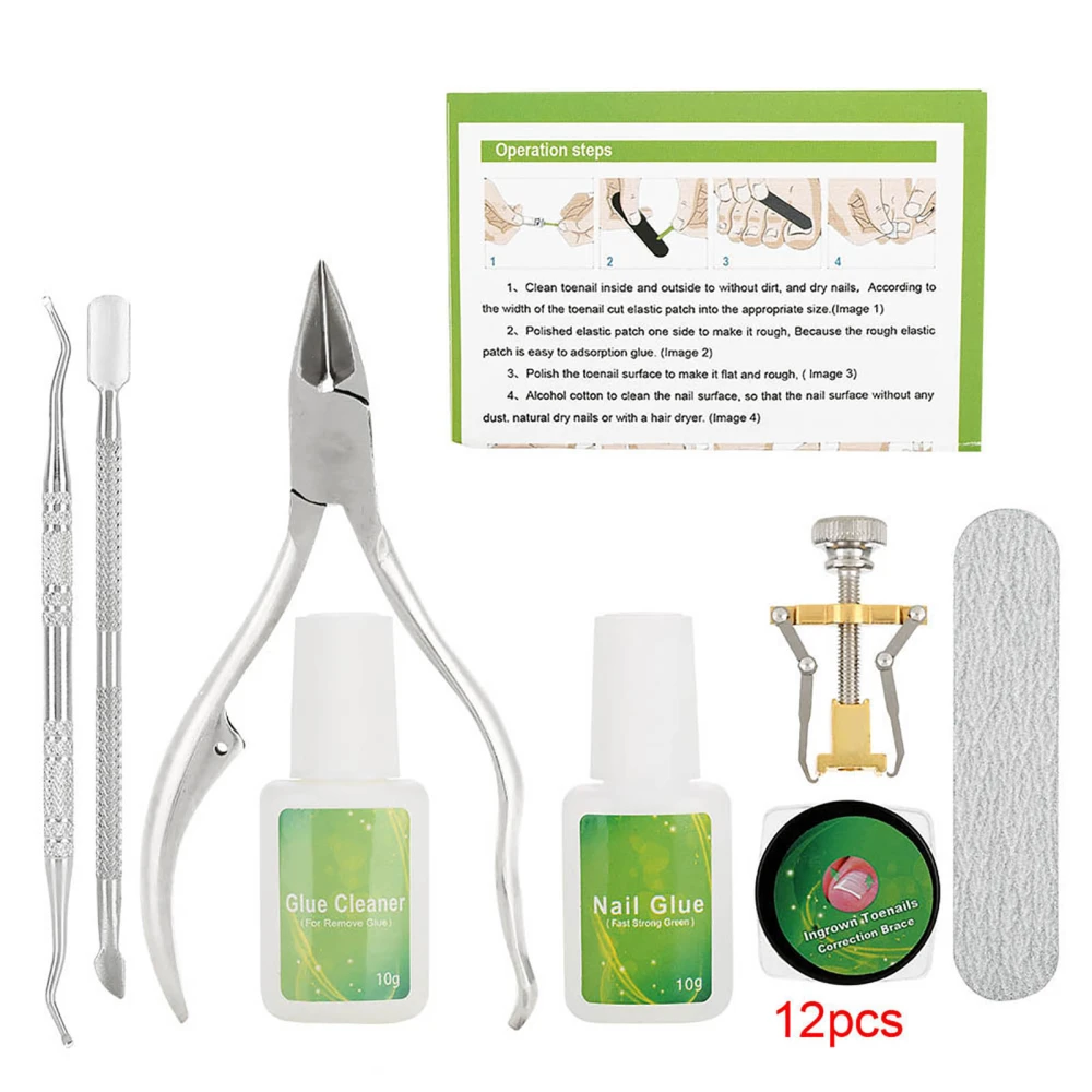 8pcs/set Ingrown Toe Nail Fixer Pedicure Toenail Recover Correction Tool Nail Foot Care Kit 01#