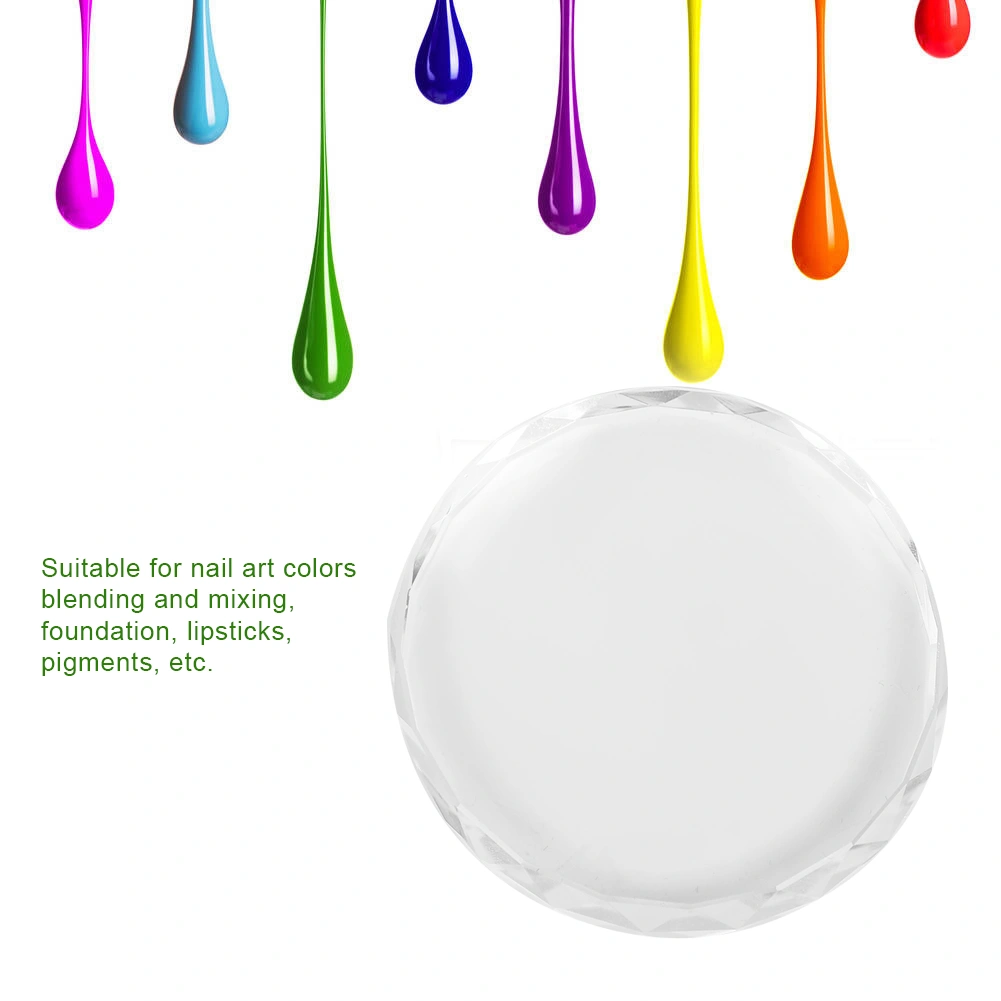Transparent Glass Nail Art Palette Paint Drawing Color Pigment Dish Manicure(Round Glass)