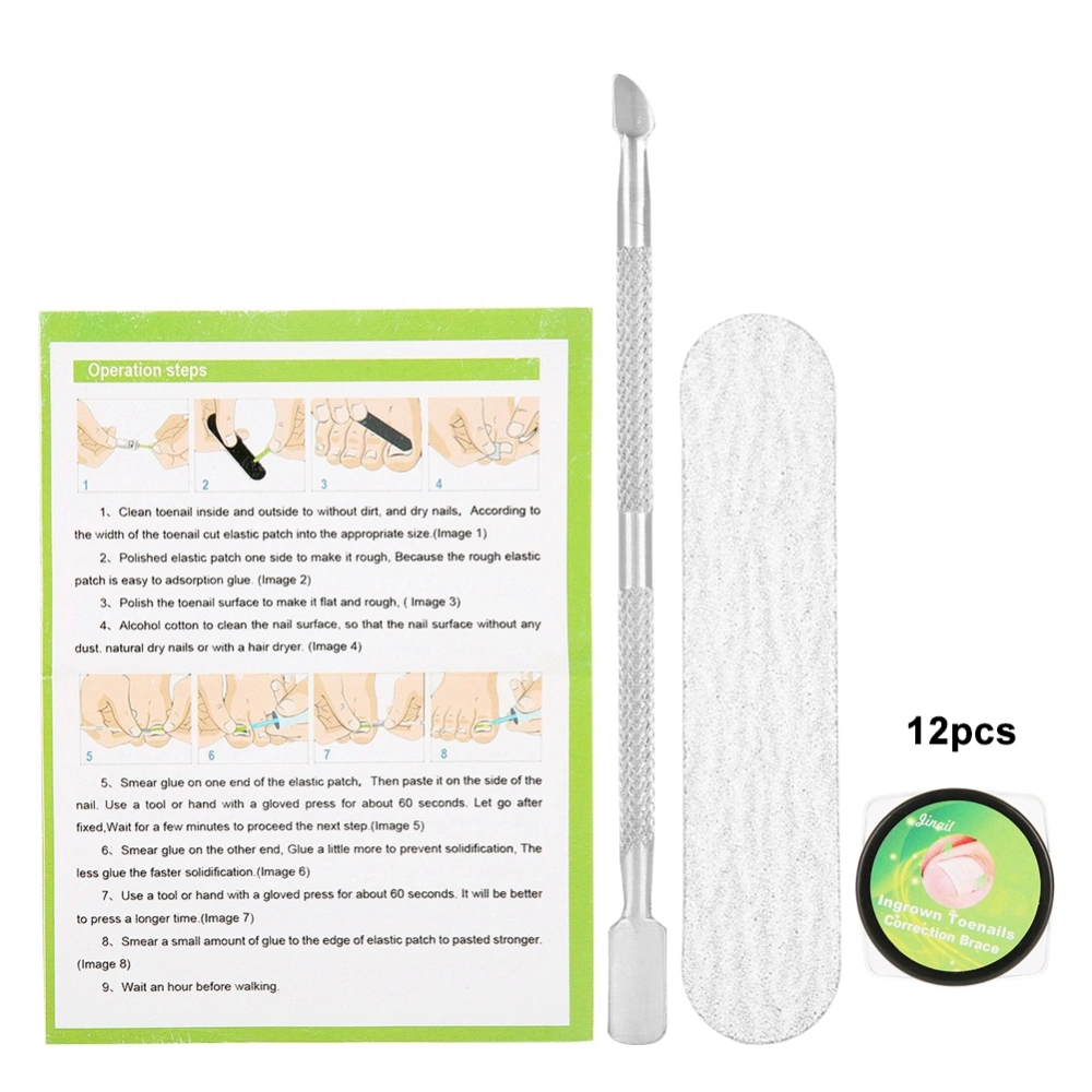 12Pcs Professional Nail Correction Sticker Pedicure Paronychia Recover Foot Care Tool