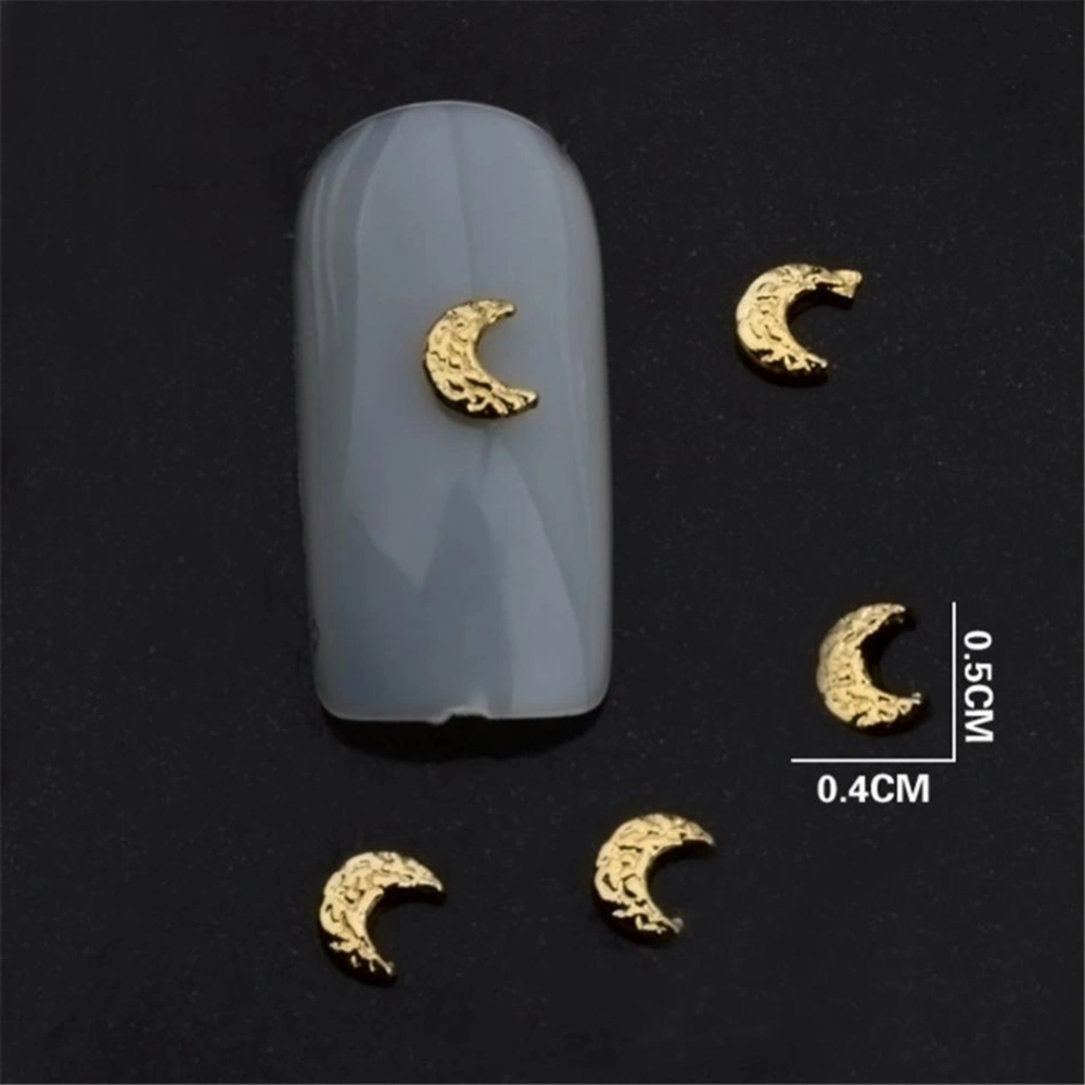 100pcs Nail Art Rhinestone AB Drills Crescent Shape Decoration Sticker DIY Manicure Gold