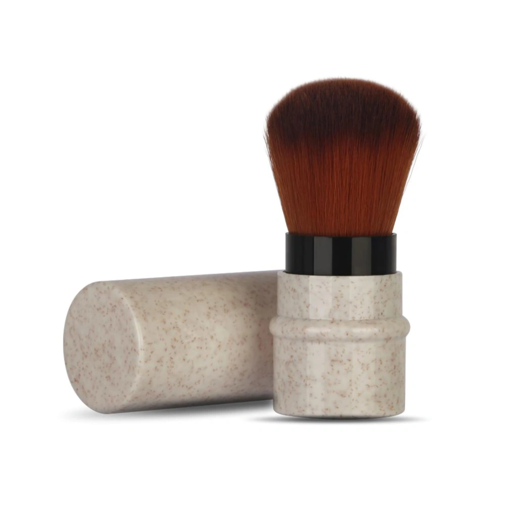 Short Marbling Makeup Foundation Brush Stretchable Handle Blusher Powder Brush Beige