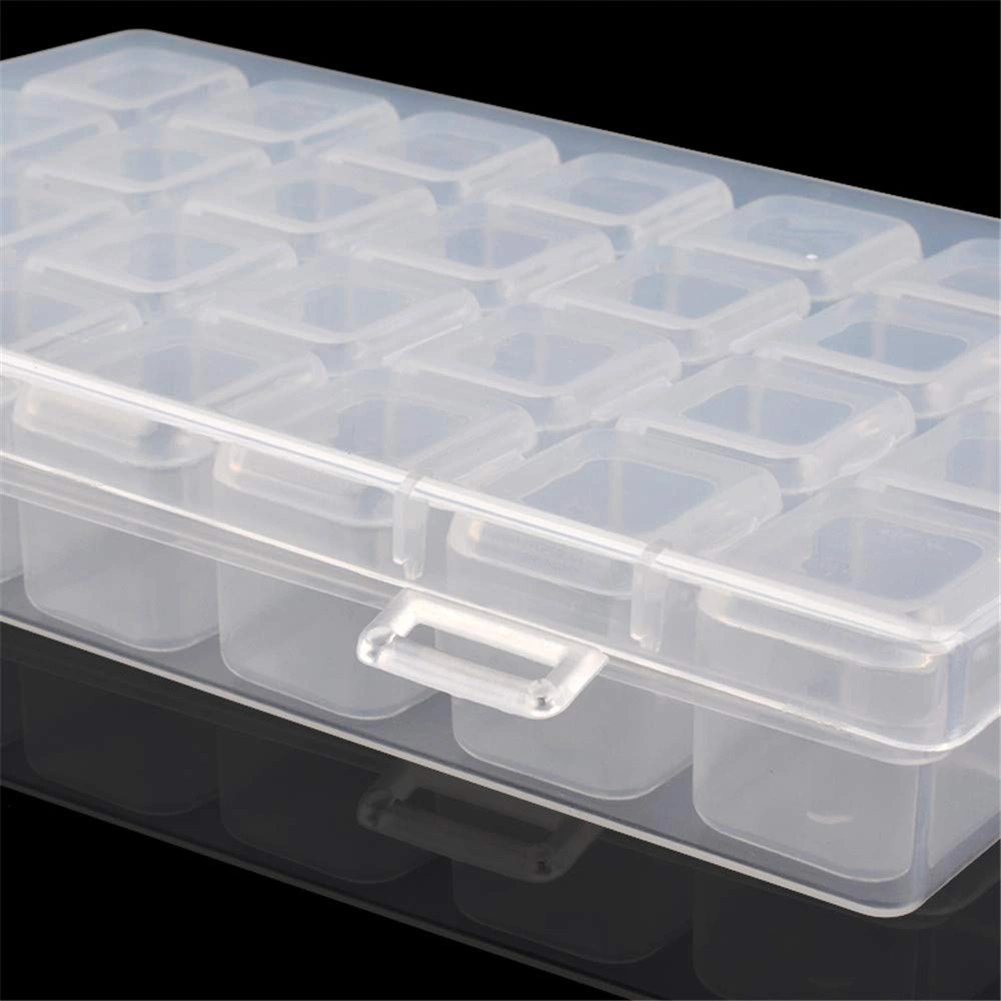 28 Grids Transparent Acrylic Nail Art Decorations Storage Box Rhinestone Beads Container Case