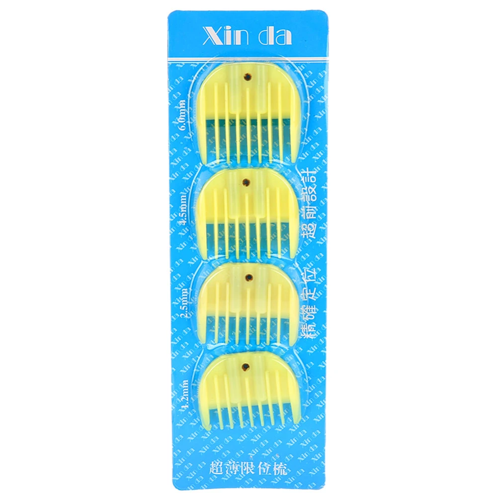 4Pcs/Set Limit Comb Hair Cut Trimmer Clipper Attachment Guide Barber Styling Tools Set Yellow