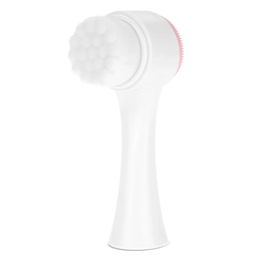 Fashion 3D Double Face Brush Face Cleansing Brush Exfoliating Grease Removal Massage Tool Pink