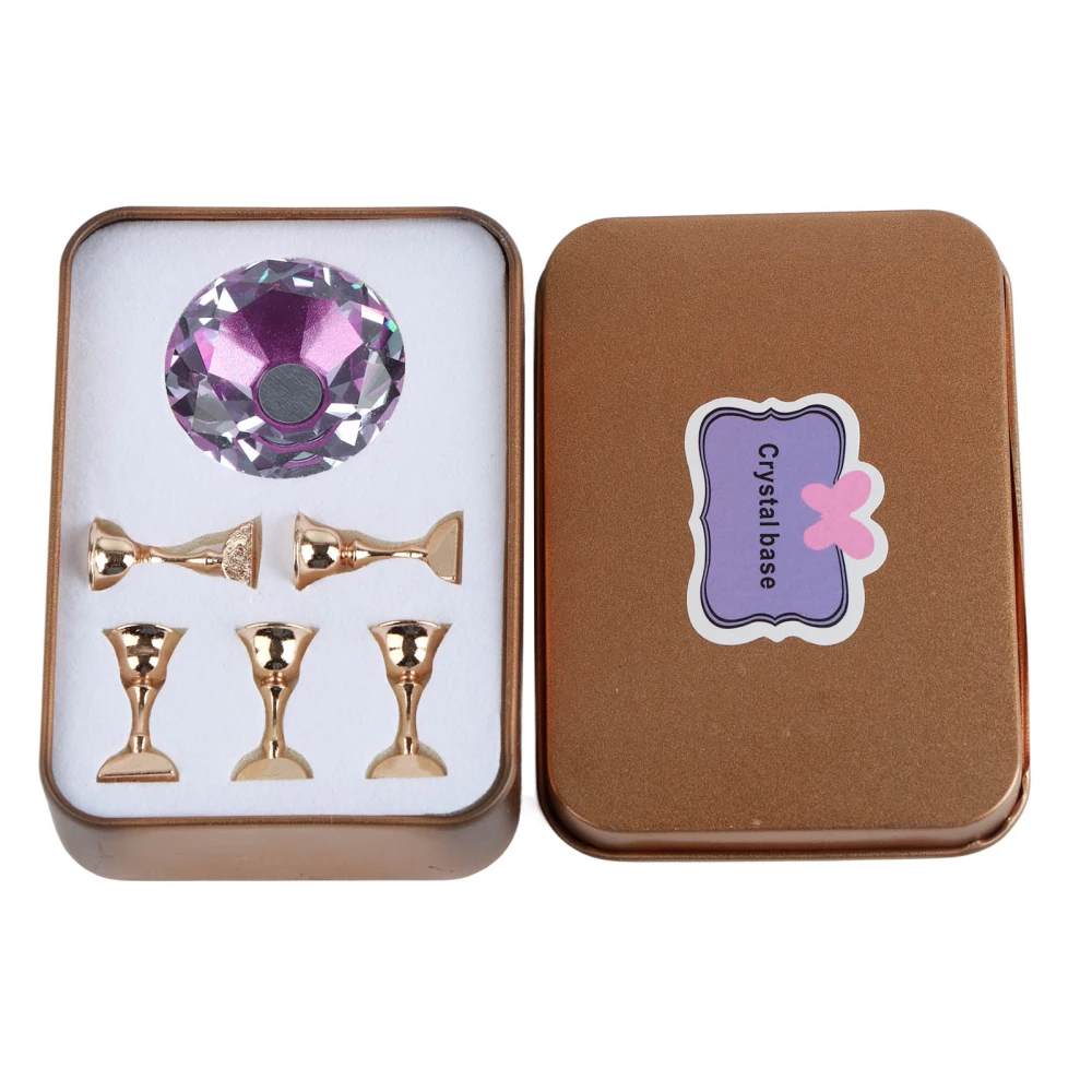 Magnetic Nail Tip Practice Stand Base Crystal Alloy Holder Nail Art Display Stand Purple