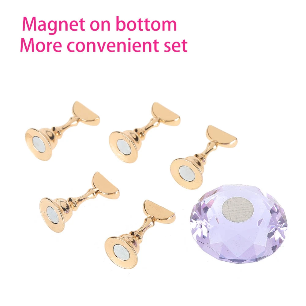 Magnetic Nail Tip Oval Crystal Practice Stand Base Alloy Holder Nail Art Display Stand Purple