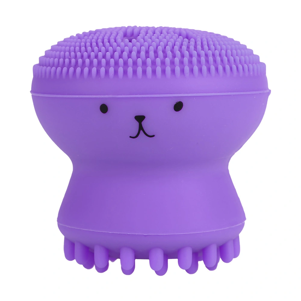 Face Cleansing Brush Exfoliating Grease Removal Massage Jellyfish Octopus Wash Tool Purple