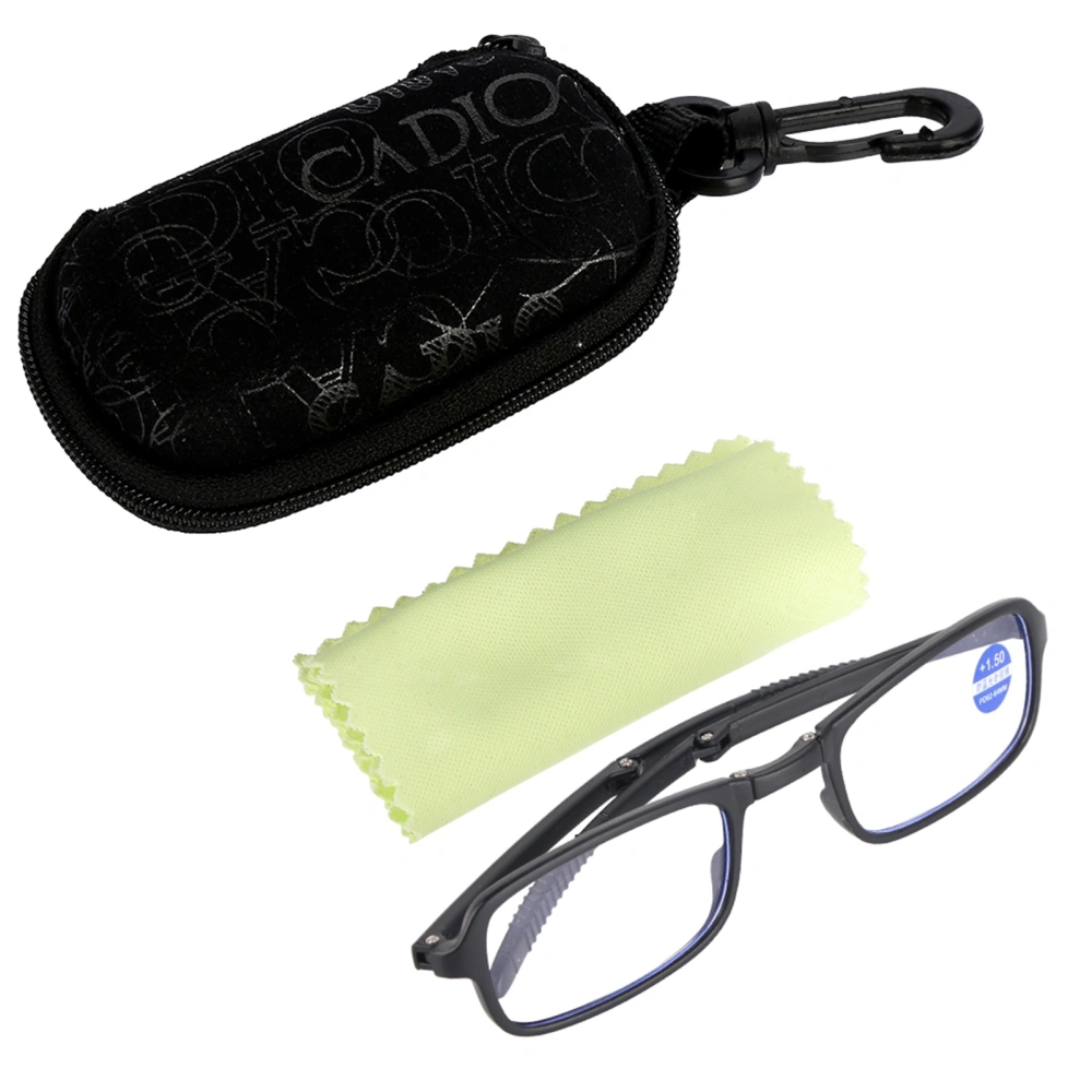 Unisex Portable Lightweight Foldable Ultra Thin Black Reading Presbyopic Glasses (1.5)