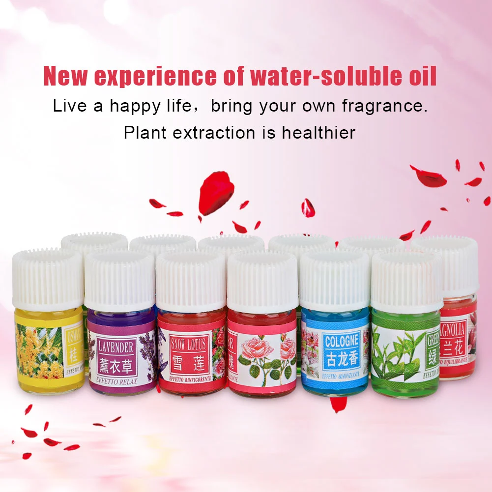 12 Bottles 3ml Natural Fragrant Plant Water soluble Fatigue Relieve Essential Oil