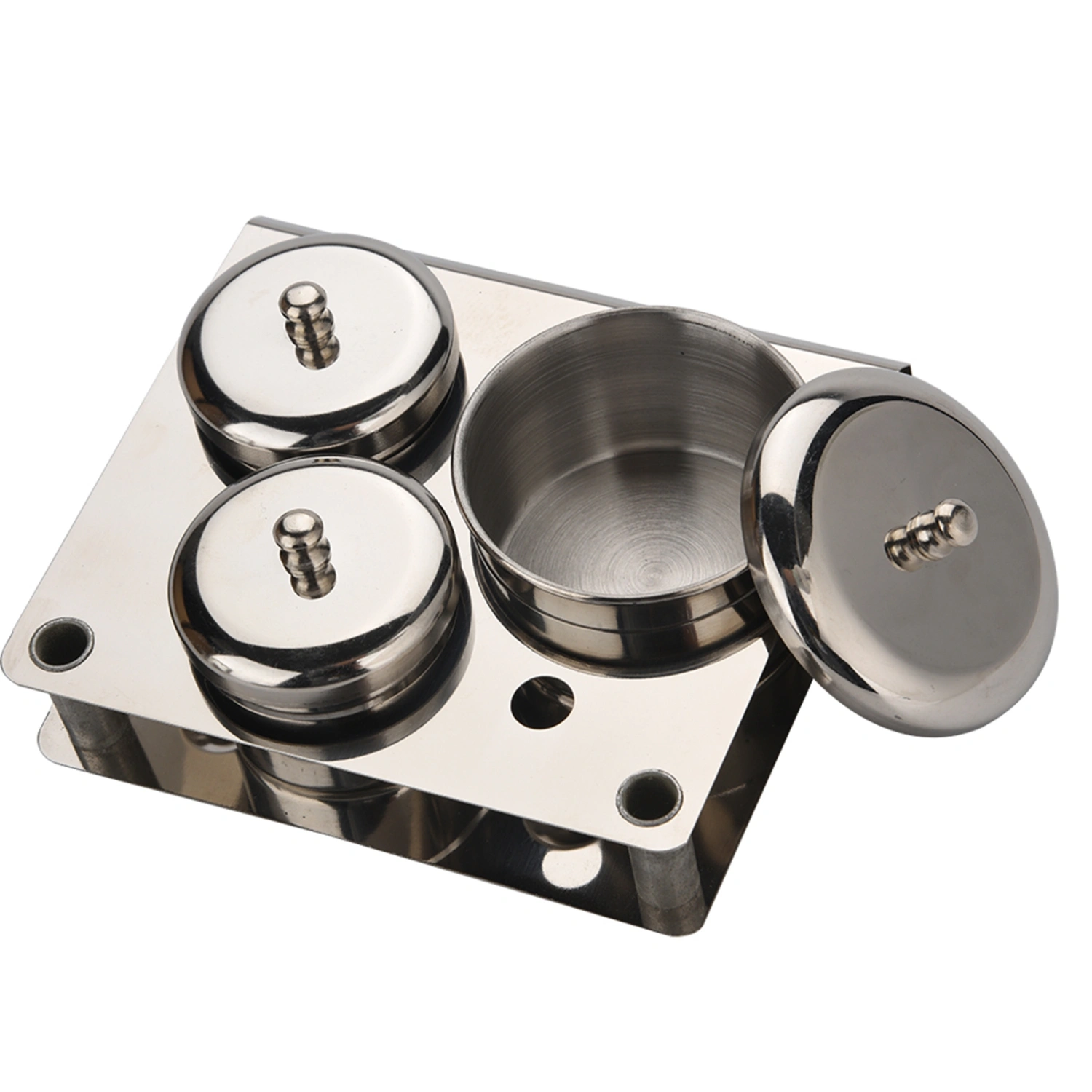 3pcs Stainless Steel Nail Art Mini Powder & Liquid Set Cans Storage Box Compact Manicure Tools