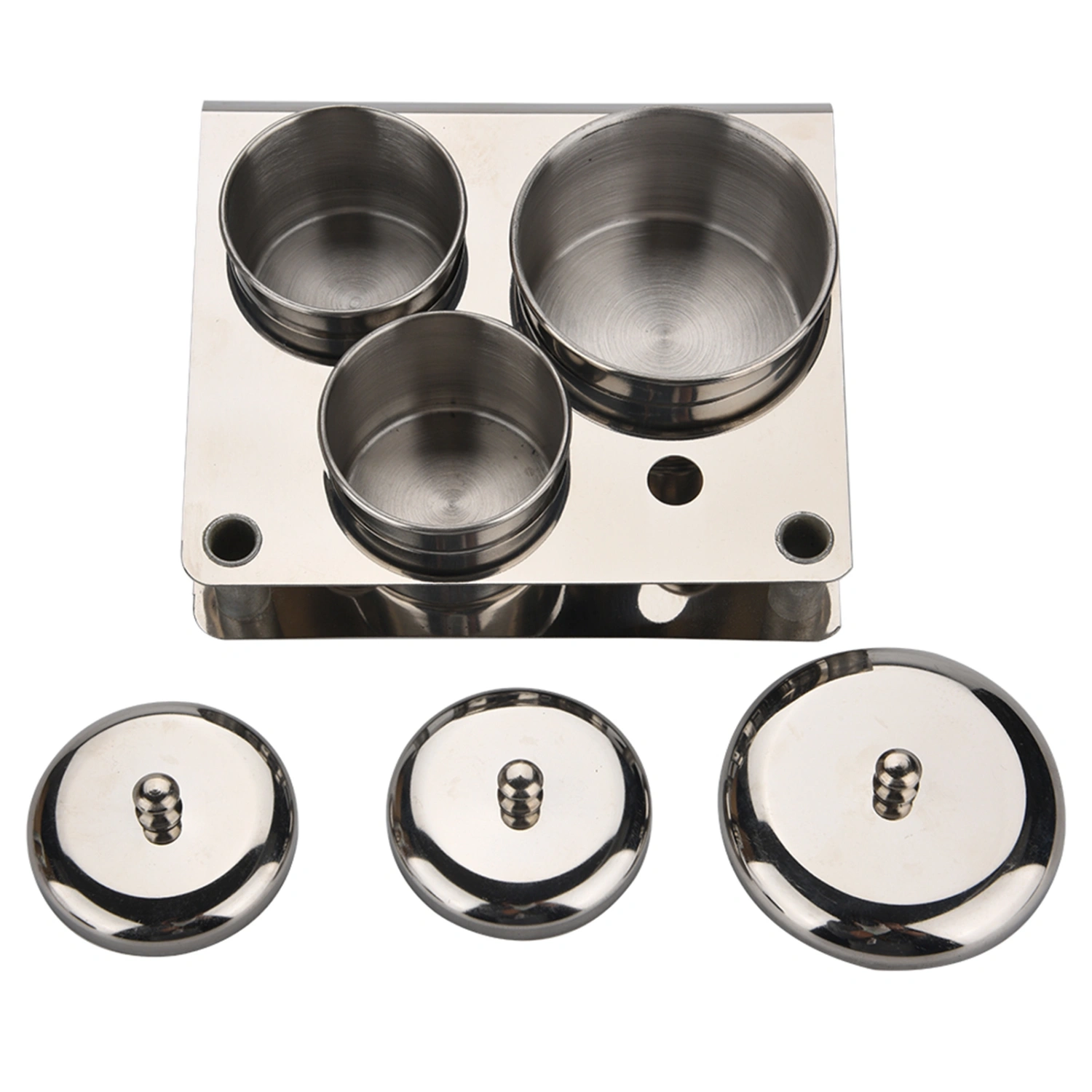 3pcs Stainless Steel Nail Art Mini Powder & Liquid Set Cans Storage Box Compact Manicure Tools