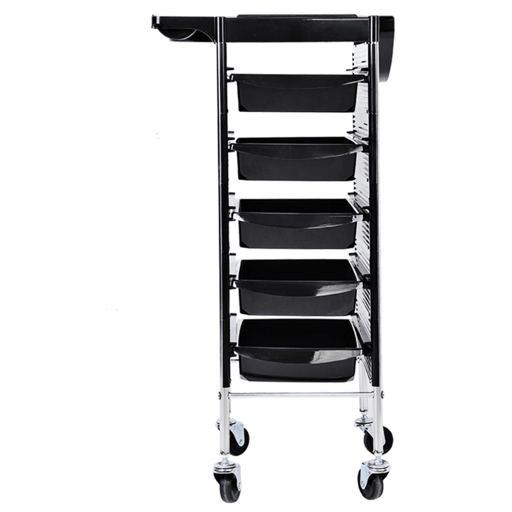 Hair Salon Instrument Storage Cart Adjustable Height Trolley Beauty Tools with 5 Drawers