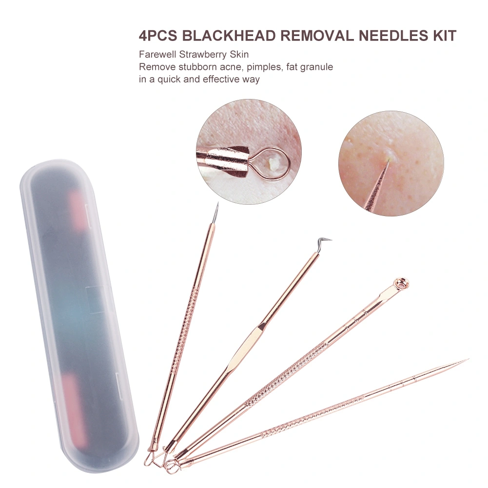 4pcs Blackhead Removal Acne Extractor Blemish Pimple Remover Tool Beauty Needle Kit