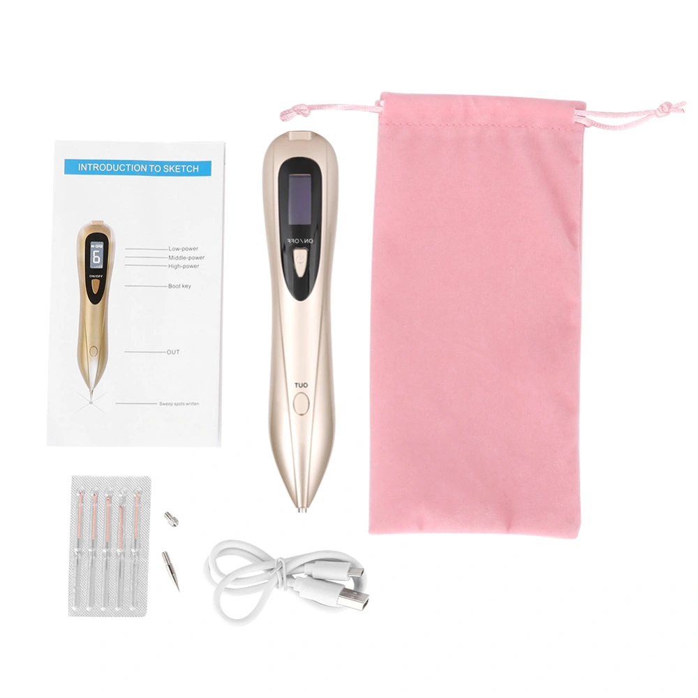 Professional Spot Tattoo Freckle Removal Machine No Bleeding Mole Dot Removing Pen Golden